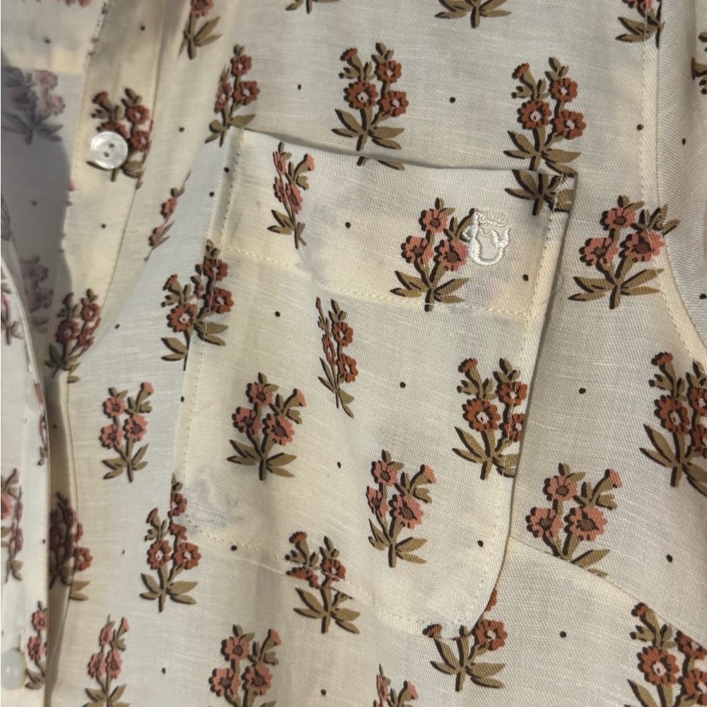 Spartina 449 Floral Button-Down Top β Size Small β Lyocell/Cotton/Linen - Picture 8 of 9
